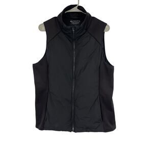Athleta Down Puffer Vest Black Zip Front Large Cozycore Winter Layering Sporty